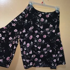 Black floral blouse